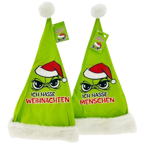 Witzige Weihnachtsmützen 2er-Set – Mütze mit Spruch „Ich hasse...