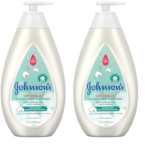 Image of Johnson's Baby CottonTouch Newborn Baby Wash & Shampoo with No More Tears, 27.1 Fl Oz (Pack of 2)