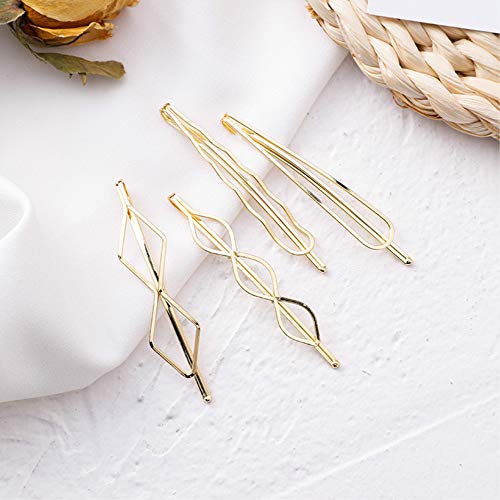 8Pcs Minimalist Wavy, Triangular, Diamond-Shaped, Round Gold-Silver Geometric Hair Clips, Hair Clip Accessories For Girls And Women. #TOP3