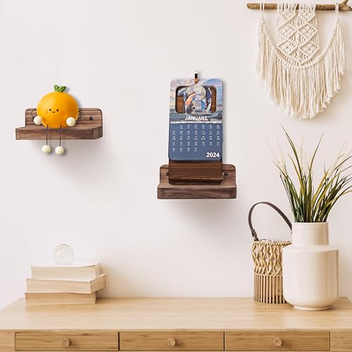 Small Floating Shelf, 4x4 Inch Display Ledges for Wall,Mini Shelves,Rustic Wood Shelf for Bedroom Living Room Bathroom Kitchen (4, Carbonized Black) - Image 6