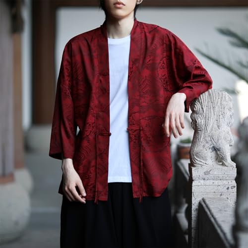 Seidarise Men's Haori Jacket Kimono Cardigan Yukata Noragi Happi Coat - Thumbnail 6