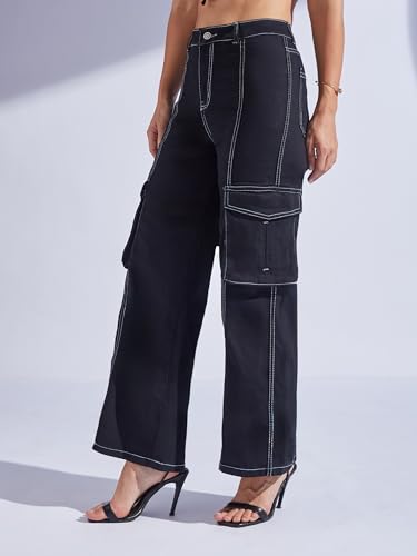 Image of Miss Chase Women's Wide-Leg High-Rise Regular-Length Stretchable Shaping Denim Jeans