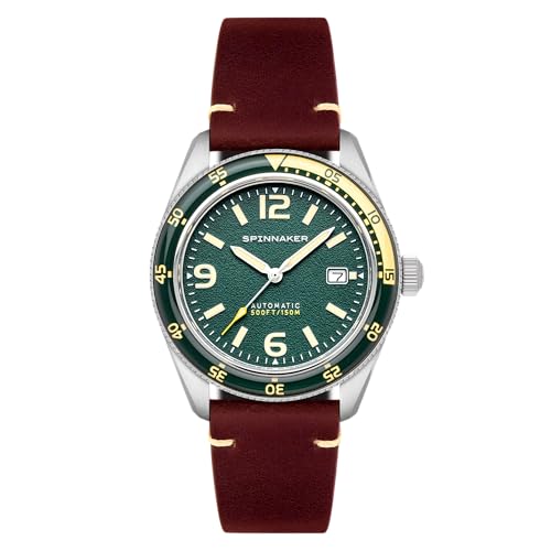 Image of Spinnaker Fleuss Men's Automatic Dive Watch - Miyota 8215 Movement, 43mm Stainless Steel Case, 150m Water Resistant, Leather Strap, SP-5055