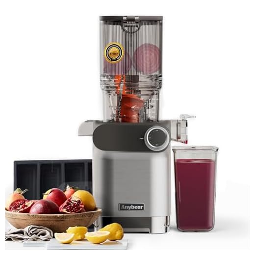 Anybear Cold Press Juicer, 200W Slow Masticating Juicer 4.3" Large Feed Chute Fit Whole Fruits Vegetables | Heavy Duty Auger | Tritan Materials | BPA Free | Easy to Clean (Silver)