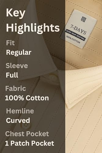 Image of 7-DAYS Premium Men's Formal Shirts - Cotton, Self-Design, Full Sleeve, Regular Fit, with Pocket, Stylish Office Shirts for Men