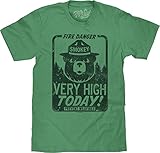 Tee Luv Men's Big and Tall Smokey Bear Fire Danger Very High Today Retro T-Shirt, Kelly Snow Heather, LT