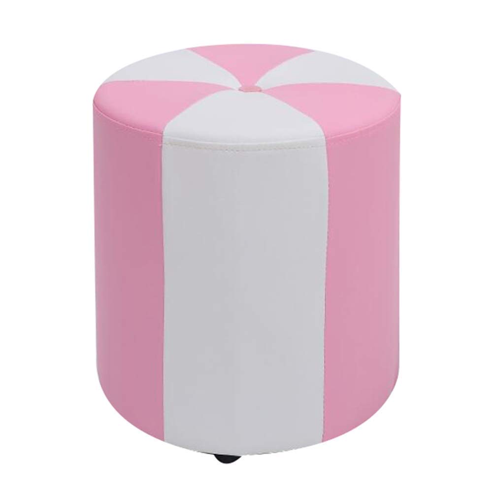 Tabourets pouf rond en cuir PU avec assise rembourrée pour salon