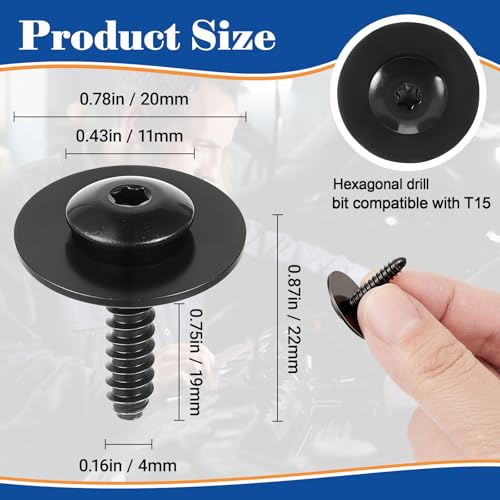 Image of 100 Pcs Fender Liner Screws Compatible with Gm 11548270, Wheel Splash Shield Bumper Cover Fastener Kit Replacement Bolt Screws for Inner Fender Air Deflector Grille Panel Automotive Repair Clips