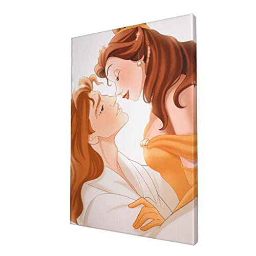 美女と野獣 アートパネル ポスター 壁飾り 絵画 おしゃれ インテリア 模様替え リビング アートポスター 飾り絵 アー 木製の枠 モダン 玄関 部屋飾り 40x50x1.6cm