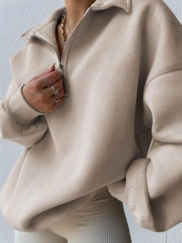 Image of SXV STYLE Half-Zip Pullover Sweatshirt, Oversized Fit