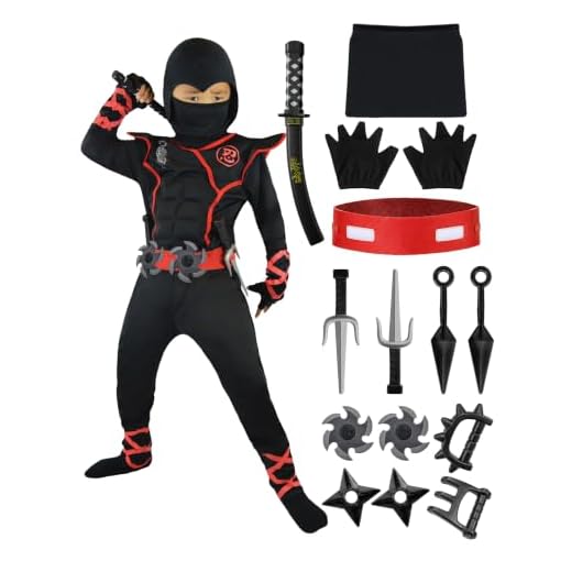 Spooktacular Creations Ninja Costume for Kids, Black Ninja Costume, Deluxe Ninja Costume for Boys Halloween Ninja Costume Dress Up (Black, Small(5-7yrs))