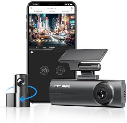 DDPAI N1 Câmera Veicular Dupla 1296P + 1080P com Wi-Fi, Câmera pa...