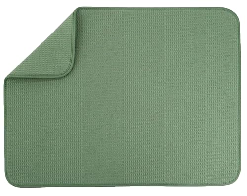 Mikrofaser Abtropfmatte XXL für Küche Abtropfmatte Abwasch Abtropfmatte Super saugfähig Schnell trocknend 46 x 60cm Grün – Ansicht 1