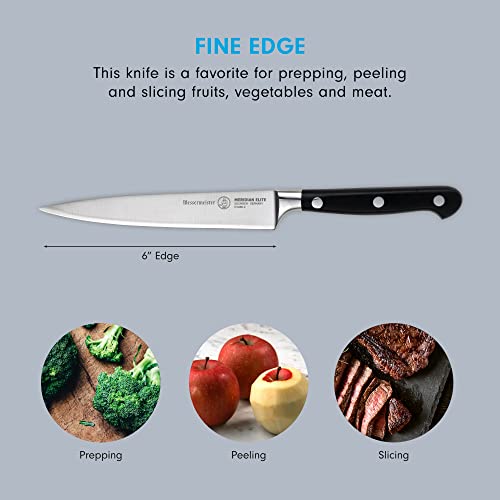 Messermeister Meridian Elite 6” Utility Knife - Fine German Steel Alloy Blade - Rust Resistant & Easy To Maintain #TOP2