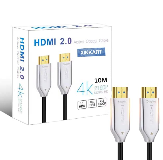XIKKART HDMI Cable | 4K Fiber, HDMI to HDMI Cable, 10M, (AOC) Active Optical Cable, Ultra HD 2160P 18Gbps HDMI 2.0 Cord Supports 4K@60Hz, 10 HDR for TV, Laptop, PC, Projector (Black) 10MTR (HDTV) (B0D8BR1F85) Amazon Price History, Amazon Price Tracker