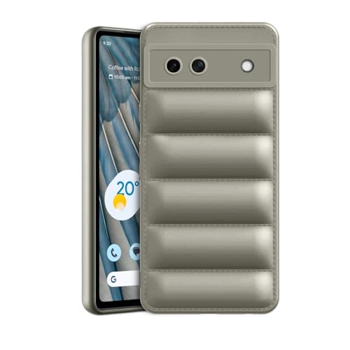 Image of Amazon Brand - Solimo Puffer Case Camera Protection Soft Back Cover for Google Pixel 7A - Natural Olive