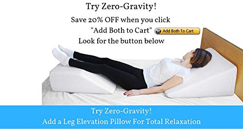 Cushy Form Bed Wedge Pillow - 1.5 Inch Memory Foam Top (25 x 24 x 12 Inches) Best for Sleeping, Reading, Rest or Elevation - Breathable and Washable Cover (12 Inch Wedge, White) - Thumbnail 3