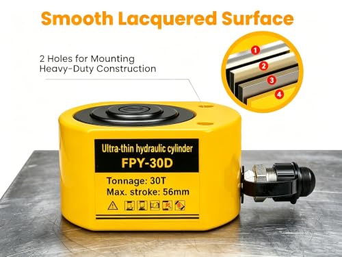 Image of Jooptoolwook 30T Multi-Section Low Profile Hydraulic Ram Jack, 2.13 inch Stroke Portable Mini Hydraulic Lifting Cylinder for Machinery, Bridge & Construction Industry
