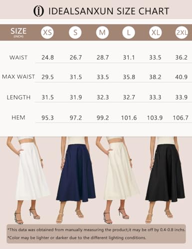 Idealsanxun Linen Skirts For Women 2024 Trendy Spring Summer A Line Pleated Maxi Midi Length Long Skirt With Pockets thumb #4
