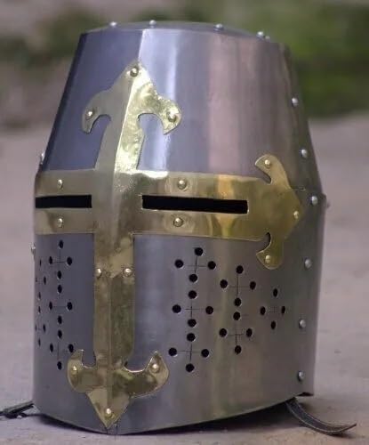 Handmade metal medieval knight helmet Templar helmet Crusader helmet Replica helmet Functional helmet Decorative helmet Collectible helmet Wearable helmet