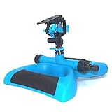 riego por aspersores moviles RIEGO de 0 ° a 360 °. Simplemente configure el ángulo que desea cubrir con una configuración simple. Utilice la VÁLVULA DE CORTE desmontable para abrir y cerrar el agua junto al aspersor. No es necesario correr de un lado a otro hacia el grifo.