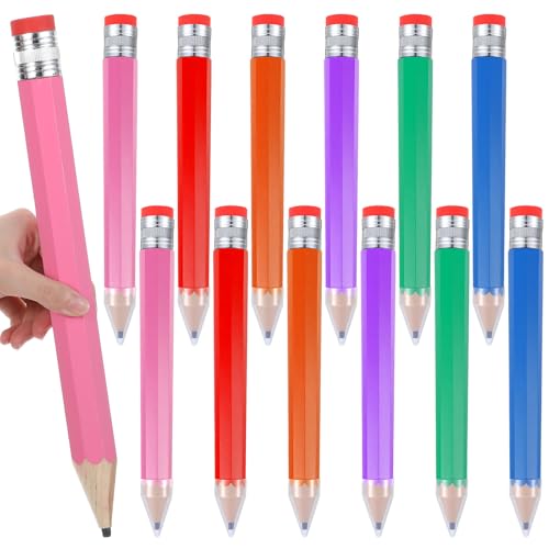 12 lápices jumbo de madera con borrador multicolor miniatura 1