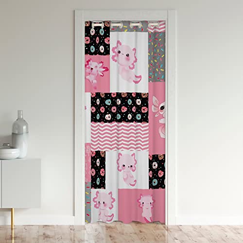 jejeloiu Cortina opaca para oscurecer con diseño de ajolote, color rosa, salamandra, para puerta, privacidad, océano, vida marina, armario, puerta, cortina geométrica, 132 x 203 cm, 1 panel