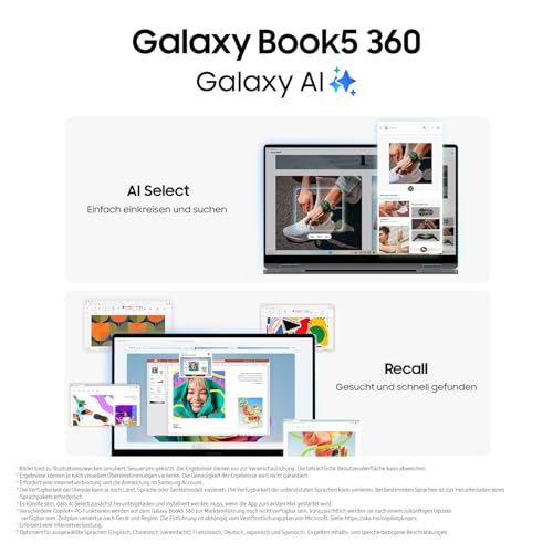 Samsung Galaxy Book5 360 15,6\ 2-in-1-Laptop, Convertible AI-Notebook mit Intel Core Ultra 7 Prozessor, 32 GB RAM, 1 TB Speicher, Moonstone Gray, 3 Jahre Herstellergarantie [Exklusiv bei Amazon]