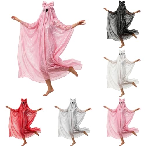 Pink Ghost Costume Women Glitter Bow Ghostface Halloween Dress Boo Costumes - image 1