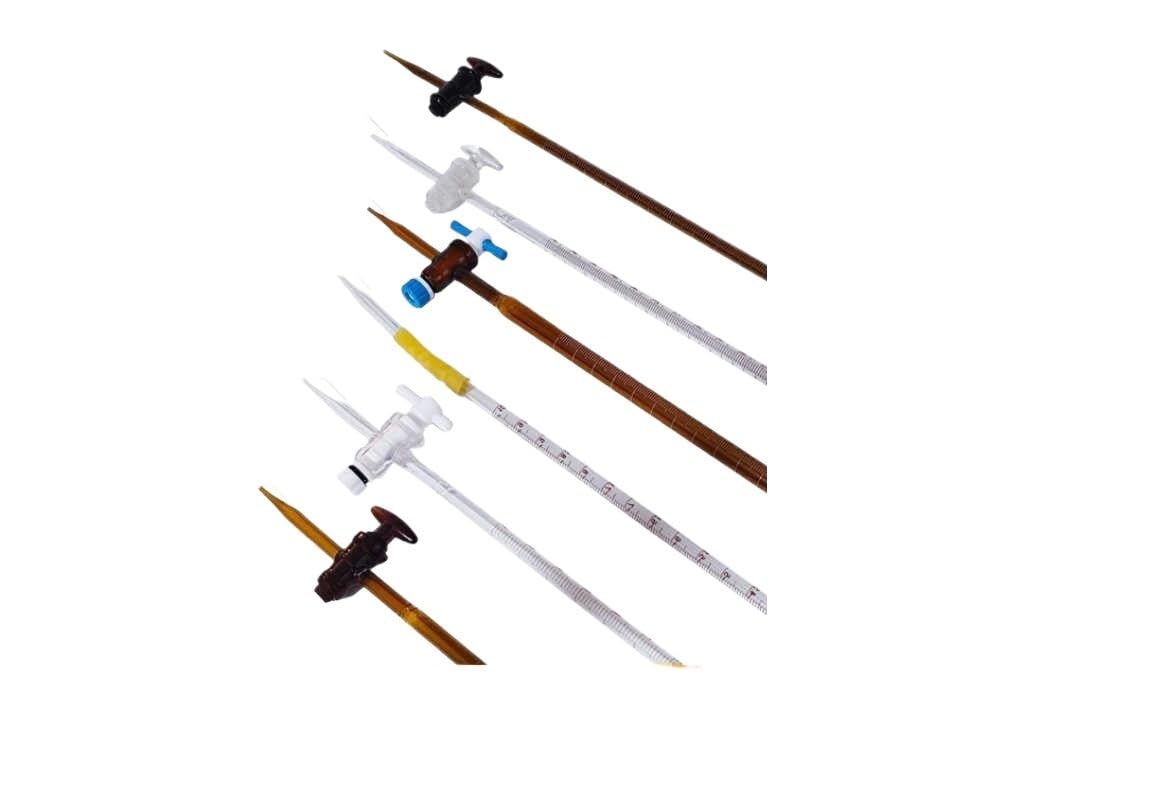 Klass A Borosilikatglas Bürette, PTFE-Hahn, Präzise Titration, 10ml 25ml 50ml(25ml-Brown PTFE)