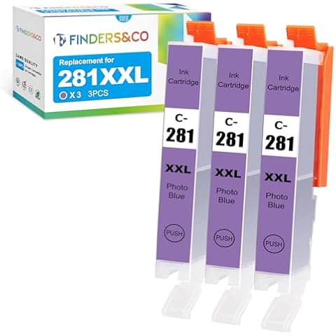 F FINDERS&CO CLI-281 XXL PB Photo Blue Ink Tank Replacement for Canon PIXMA TS6320 TR7520 TS8120 TS8320 TR8520 TS9120 (3X 281PB) Cover