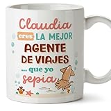 MUGFFINS Tazas Personalizadas para AGENTE DE VIAJES mujer - En Español - Mejor que yo Sepia - 11 oz / 330 ml - Regalo Personalizable original y divertido