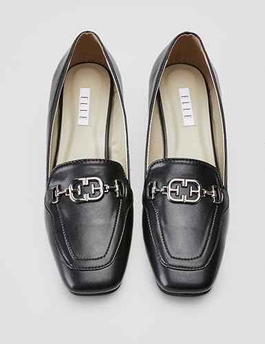 Image of ELLE Women's Square Toe Block Heels Slip-On Pumps with Buckle Detail