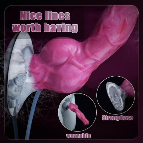 Image of Squirting Dog Knot Dildo Realistic Wolf Ejaculating Pink Dildos with Powerful Hands-Free Suction Cups Simulated Animal Dildos Adult Sex Toys Anal Plug for Beginners Men Women Couples