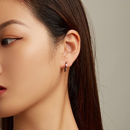 Black Cat Small Hoop Earrings Sterling Silver 925 Cute Animal Pet Pink Ears Cartilage Tragus Earrings Tiny Round Huggie Hoops Statement Earrings Fashion Jewelry for Women Girls3