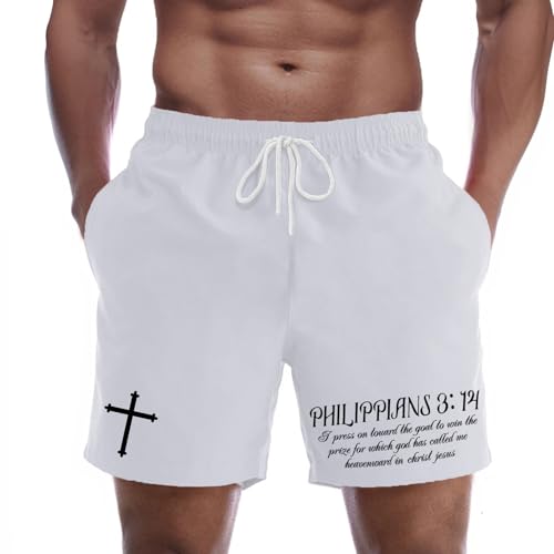 Lubpow Christian Shorts for Men Letter Graphic Athletic Short with