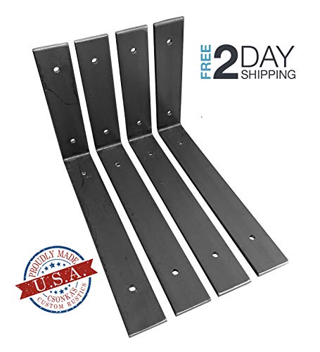 4 Pack - 10"L x 6"H Angle Shelf Bracket, Iron Shelf Brackets, Metal