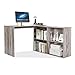 Mondeer - Bureau d'angle - avec Rangement, 4 Étagères, Angulaire Réversible, Bois, 106(L) x 106(P) x 74.5(H) cm (Gris)