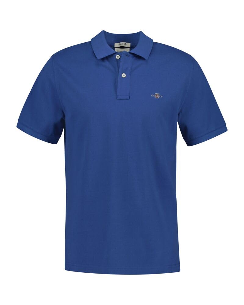 Gant Men's Vintage Blue Reg Shield Ss Pique Polo Shirt, Blue (Vintage Blue), L