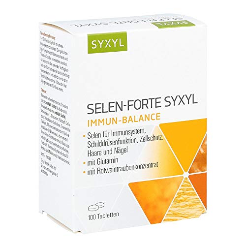 SYXYL Selen-Forte Tabletten / Nahrungsergänzungsmittel mit Mineralstoff Selen, Aminosäure L-Glutamin & Rotweintraubenkonzentrat - 100 Tabletten im Blister Cover