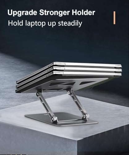 Image of Aoviho Adjustable Laptop Stand for Desk,Portable Laptop Stand Holder and Riser,Foldable Aluminum Notebook Computer Stands for MacBook Air Pro HP Lenovo Dell Samsung Chromebook, 10-15.6 inch, Grey