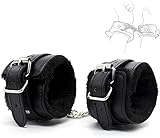 1 Pair of Black Leather Bangles Hand-Ankle Cuffs Bracelet with Connect Chain Hook, Sex Bondage Handcuffs for Wrist Ankle BDSM Set Sex Straps Sex Fuzzy Handcuffs Set for Bedroom Hoodies 27Se
