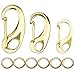 3 Set Pet Tag Quick Clip Stainless Steel Buckle with Rings Stainless Steel Hook with Rings for Pet ID Tags (Gold)