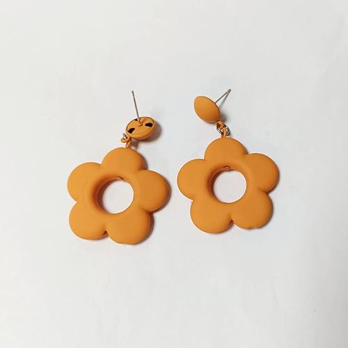 Miniatura 3 de Aretes retro de margaritas Aretes colgantes de flor naranja para mujer Disco, Hippie, accesorios de fiesta bohemios