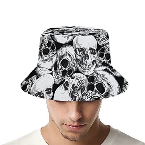 Komokuten Retro Skulls Bucket Hat For Women Funny Outdoor Fisherman Cap For Men Cute Beach Sun Hat For Girls #TOP5