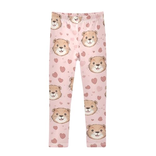 Pink Mouse Love Girls Leggings Soft Stretch Workout Yoga Dance Pants for Kids Casual Tights