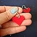 Red Retro 8 Bit Gamer Pixel Heart Earrings, Handmade Hypoallergenic Nickel Free Heart Container Costume Cosplay Jewelry