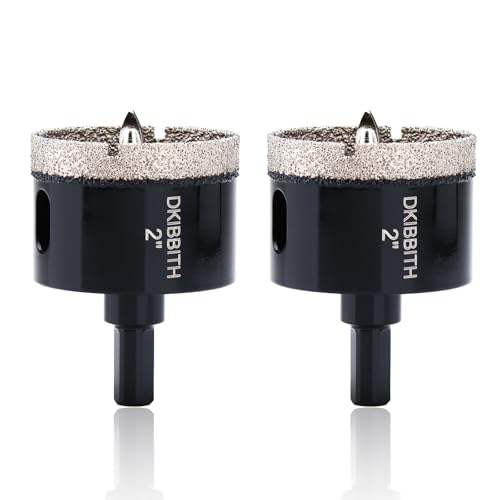 2" Diamond Hole-Saw Bits with Pilot Drill Bit - 2pc 2 in Diamond Tipped Tile Hole Saws with Guiding Bit for Accurate Drilling, for Porcelain Tile Ceramic Pottery Granite Stone Glass Bottles 50mm
