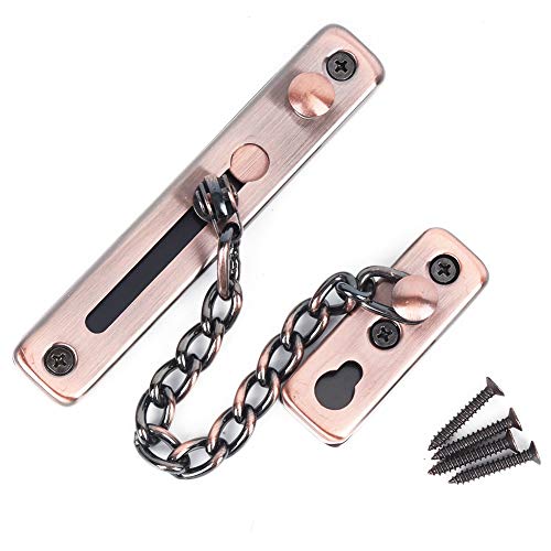 Yosoo Door Chain, Stainless Steel Safety Guard Non Theft Press Lock Heavy Duty Polished Door with Screw for Home Hotel, nonque Copper (10.8x0.9x0.3in)