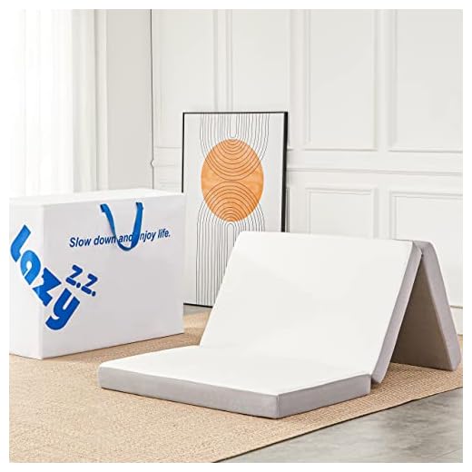 Lazyzizi Folding Mattress, 4 Inch Memory Foam Tri-fold Mattress with Breathable & Washable Bamboo Fiber Fabric Cover, Foldable Floor Mattress Guest Bed for Camping, Road Trip, Twin